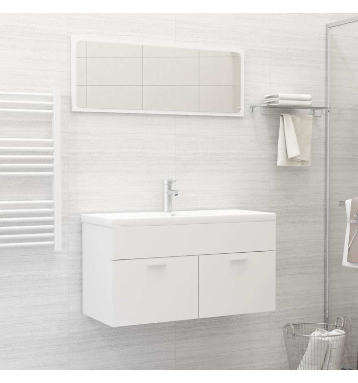 Ensemble de meubles de salle de bain 2pcs blanc bois ingénierie | Mobilier & Déco