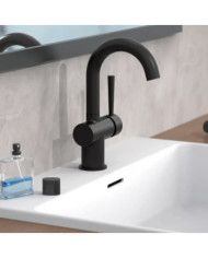 SCHÜTTE Mitigeur de lavabo CORNWALL avec poignée latérale noir mat | Mobilier & Déco