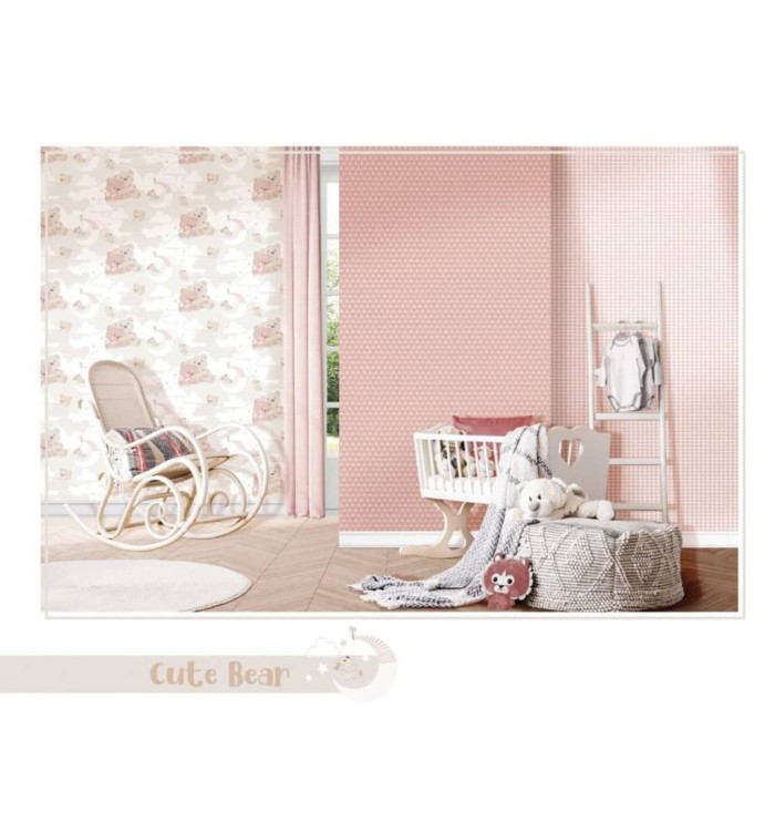 Noordwand Papier peint Mondo baby Hug Bears Rose et beige | Mobilier & Déco