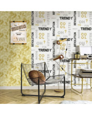 Noordwand Papier peint Friends et Coffee Words and Letters Gris et noir | Mobilier & Déco