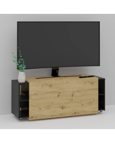 FMD Meuble TV 194,5x39,9x49,2 cm Chêne artisanal et noir | Mobilier & Déco