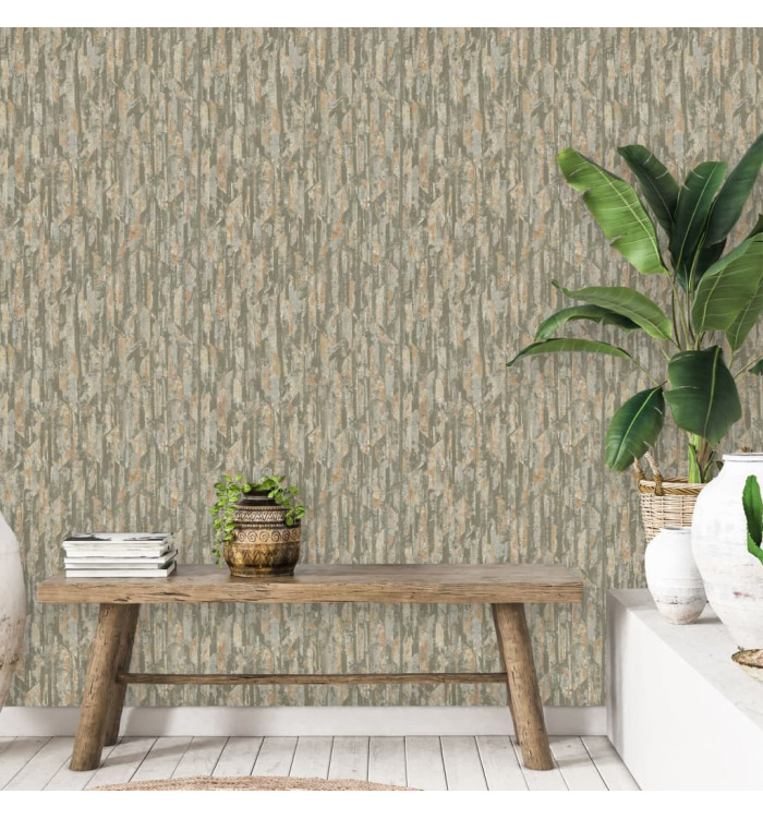 DUTCH WALLCOVERINGS Papier peint Phoenix Vert et beige | Mobilier & Déco