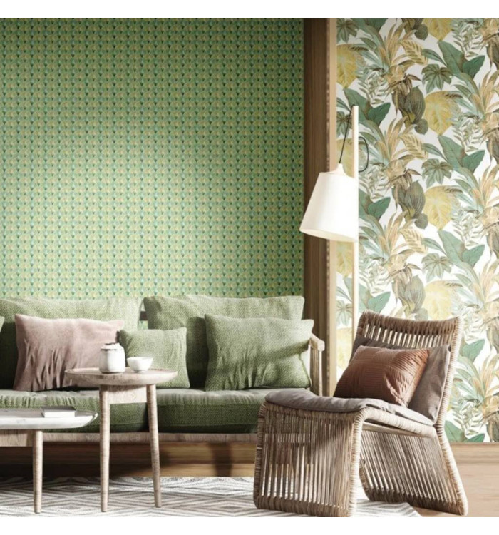 Noordwand Papier peint Topchic Big Leaves Vert et beige | Mobilier & Déco