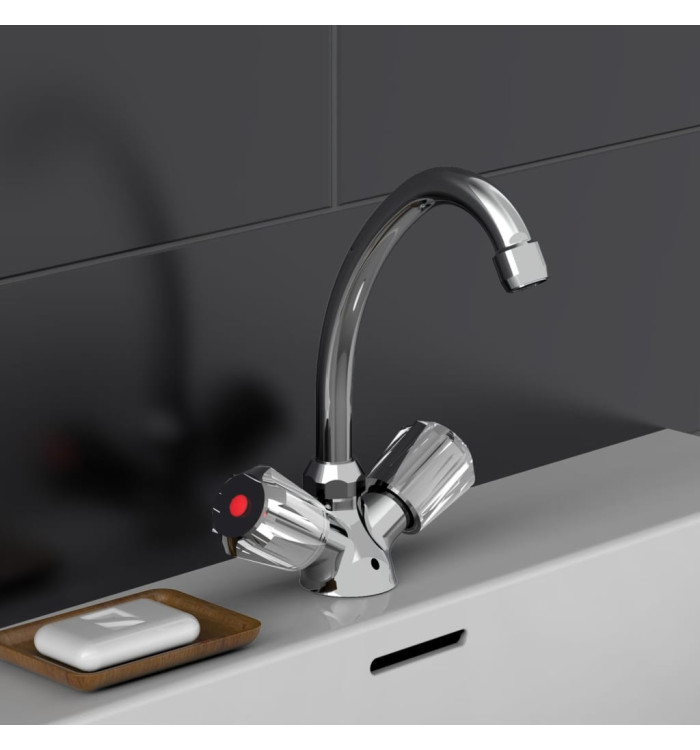 SCHÜTTE Mitigeur de lavabo à 2 poignées SAVINO chrome | Mobilier & Déco