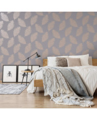 DUTCH WALLCOVERINGS Papier peint Fawning Feather Gris et doré rose | Mobilier & Déco