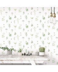 Noordwand Papier peint Evergreen Herbs and Flowers blanc | Mobilier & Déco