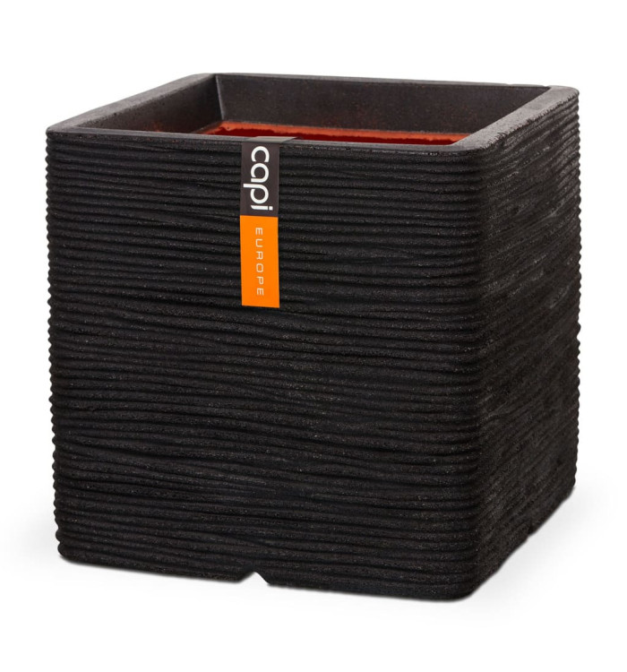 Capi Jardinière Nature Rib Carré 50 x 50 cm Noir | Mobilier & Déco