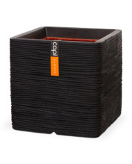 Capi Jardinière Nature Rib Carré 50 x 50 cm Noir | Mobilier & Déco