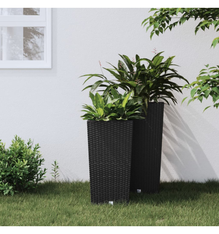 Jardinière et intérieur amovible anthracite 11/26,5 L rotin PP | Mobilier & Déco