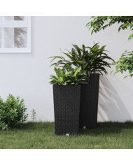 Jardinière et intérieur amovible anthracite 11/26,5 L rotin PP | Mobilier & Déco