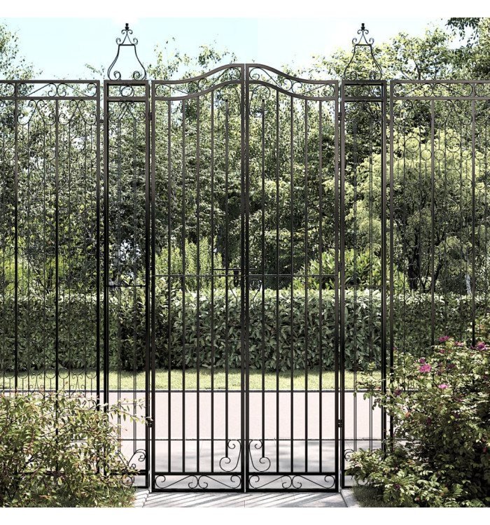 Portail de jardin noir 121x8x200 cm fer forgé | Mobilier & Déco