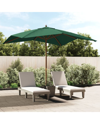 Parasol de jardin avec mât en bois vert 300x300x273 cm | Mobilier & Déco