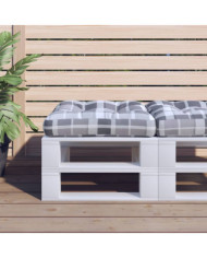 Coussin de palette motif à carreaux gris 60x60x12 cm tissu | Mobilier & Déco