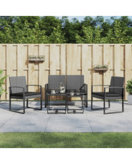 Ensemble à manger de jardin coussins 5 pcs gris foncé rotin PP | Mobilier & Déco
