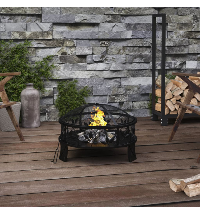 Foyer avec tisonnier 50 cm XXL acier | Mobilier & Déco