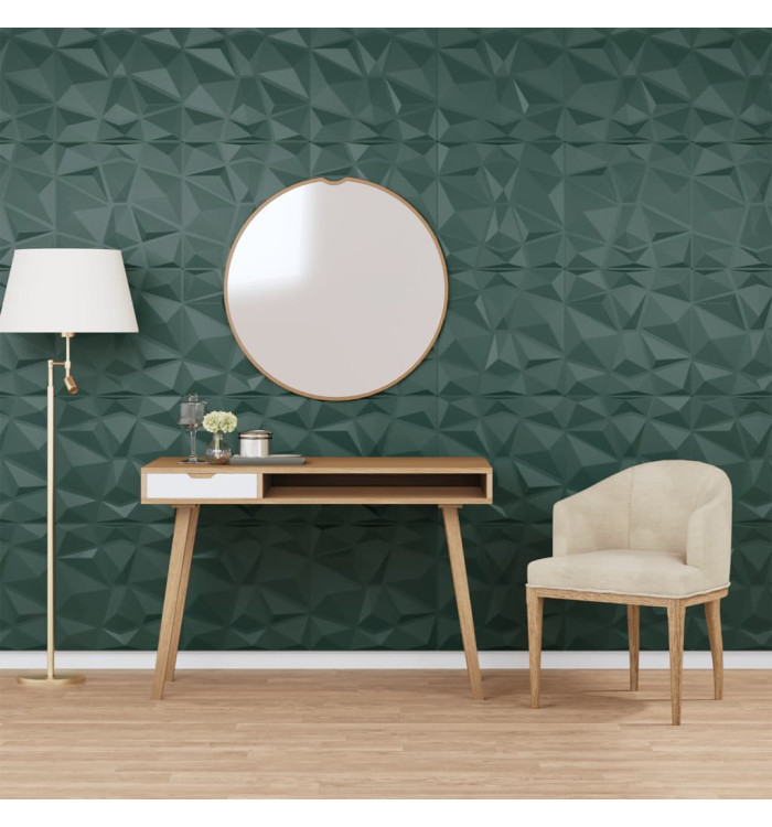 Panneaux muraux 48 pcs vert 50x50 cm XPS 12 m² losange | Mobilier & Déco
