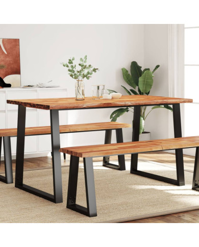 Table à manger 140x80x75 cm bois d'acacia solide à bord vif | Mobilier & Déco