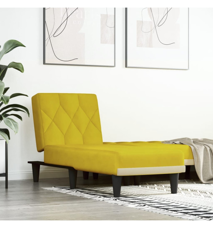 Chaise longue jaune velours | Mobilier & Déco