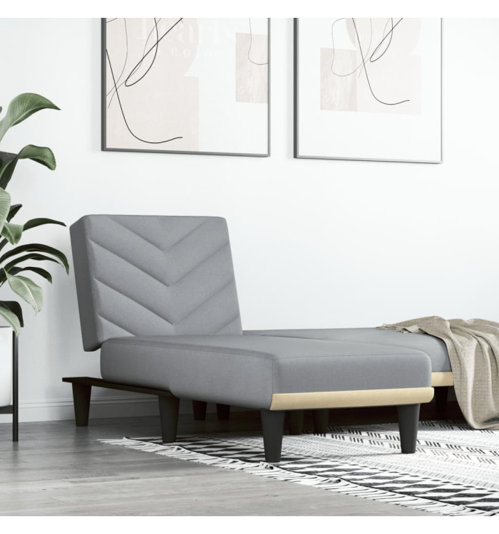Chaise longue gris clair tissu | Mobilier & Déco