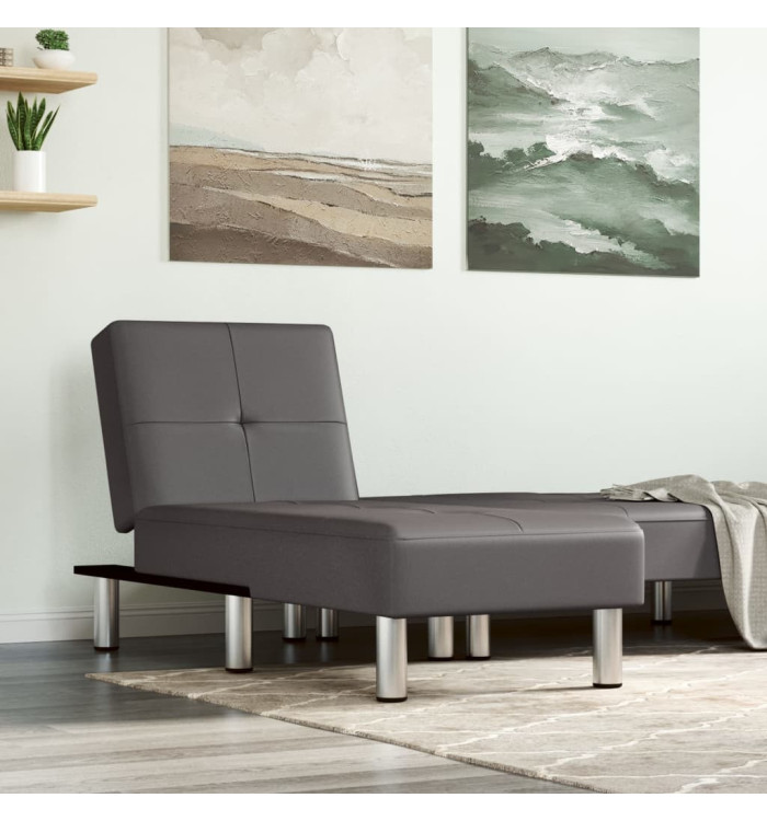Chaise longue gris similicuir | Mobilier & Déco
