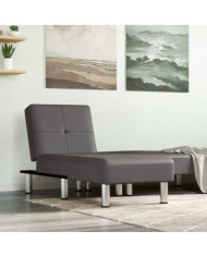 Chaise longue gris similicuir | Mobilier & Déco