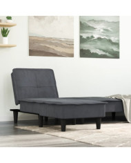 Chaise longue gris foncé velours | Mobilier & Déco