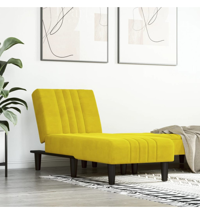 Chaise longue jaune velours | Mobilier & Déco