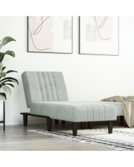 Chaise longue gris clair velours | Mobilier & Déco
