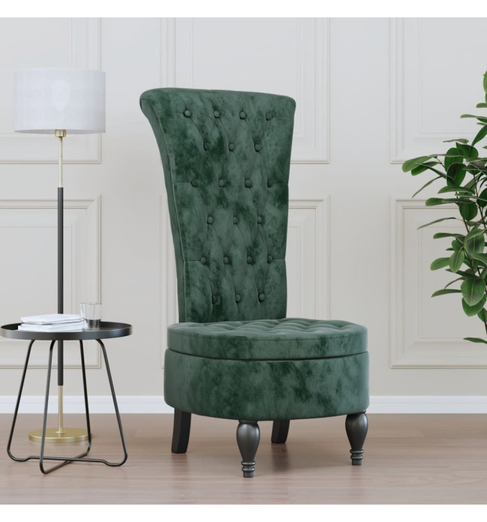 Chaise à dossier haut vert foncé velours conception de bouton | Mobilier & Déco