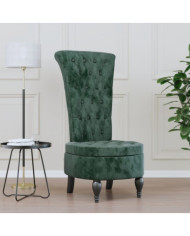 Chaise à dossier haut vert foncé velours conception de bouton | Mobilier & Déco
