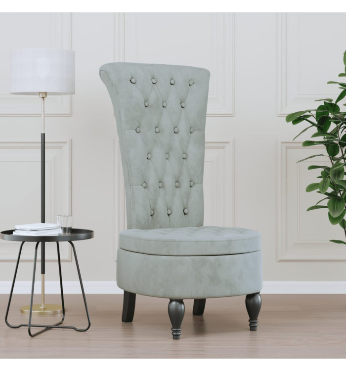Chaise à dossier haut gris clair velours conception de bouton | Mobilier & Déco