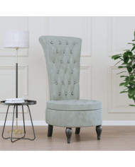 Chaise à dossier haut gris clair velours conception de bouton | Mobilier & Déco