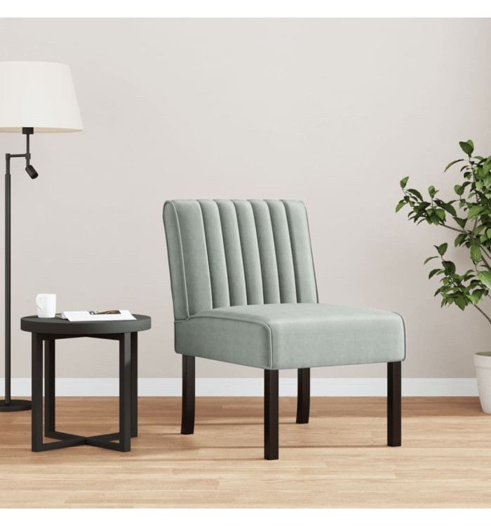 Fauteuil sans accoudoirs gris clair velours | Mobilier & Déco