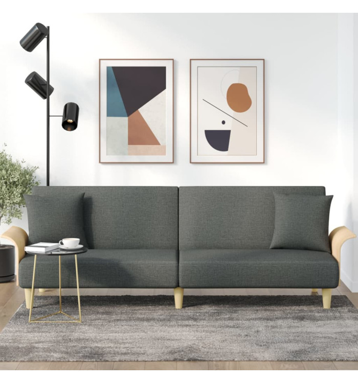 Canapé-lit avec accoudoirs gris foncé tissu | Mobilier & Déco