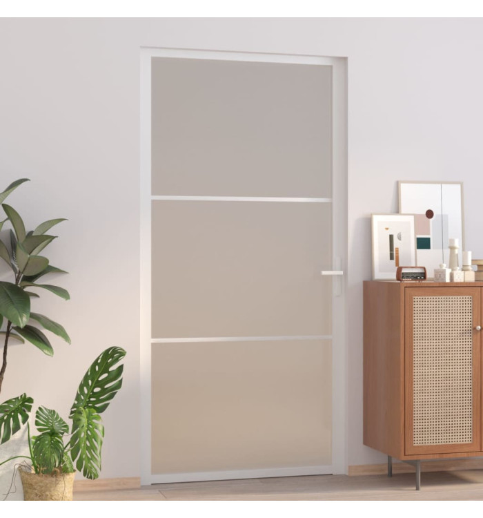 Porte intérieure 102,5x201,5 cm Blanc Verre mat et aluminium | Mobilier & Déco