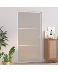 Porte intérieure 102,5x201,5 cm Blanc Verre mat et aluminium | Mobilier & Déco