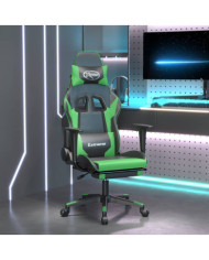 Chaise de jeu de massage et repose-pied Noir et vert Similicuir | Mobilier & Déco