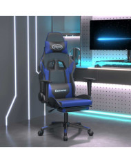 Chaise de jeu de massage et repose-pied Noir et bleu Similicuir | Mobilier & Déco
