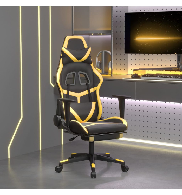 Chaise de jeu de massage avec repose-pied NoiretDoré Similicuir | Mobilier & Déco