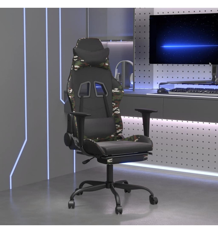 Chaise de jeu de massage repose-pied NoiretCamouflage Similicuir | Mobilier & Déco