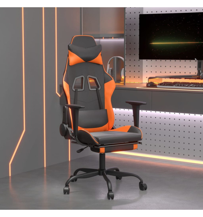 Chaise de jeu de massage et repose-pied NoiretOrange Similicuir | Mobilier & Déco