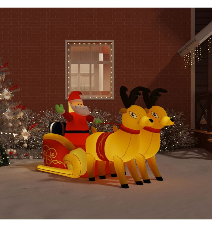 Décoration gonflable de Père Noël et renne à LED 130 cm | Mobilier & Déco