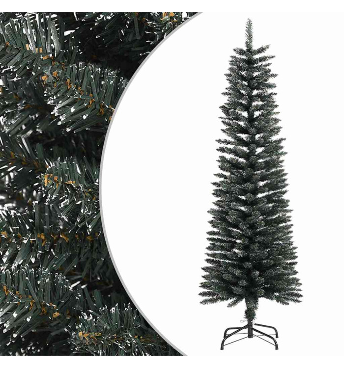 Sapin de Noël artificiel mince avec support Vert 150 cm PVC | Mobilier & Déco