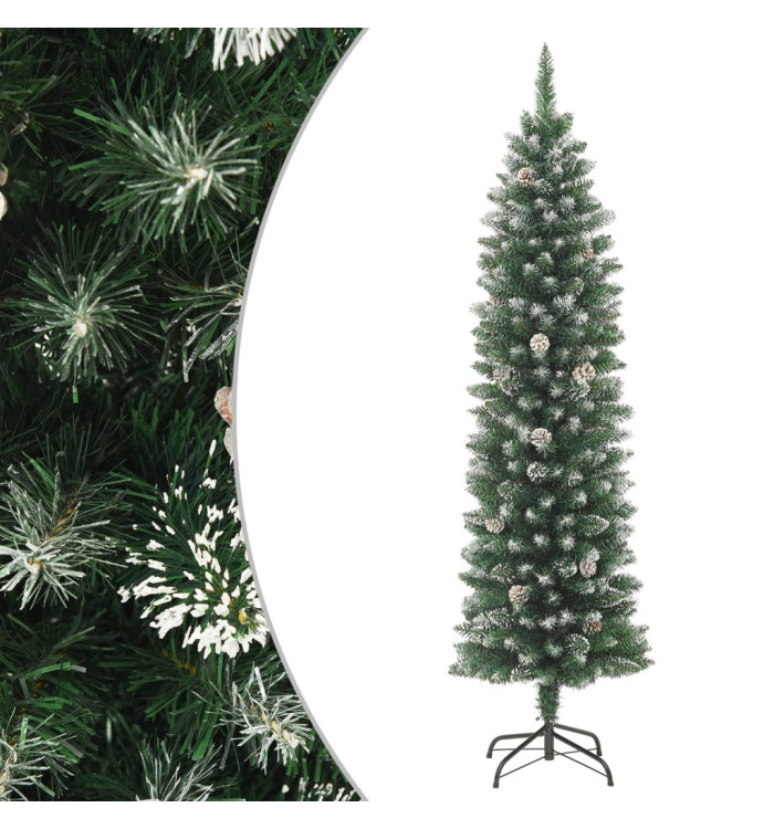 Sapin de Noël artificiel mince avec support 210 cm PVC | Mobilier & Déco