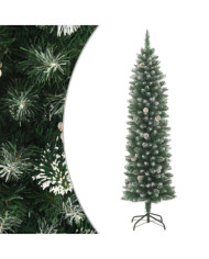 Sapin de Noël artificiel mince avec support 210 cm PVC | Mobilier & Déco