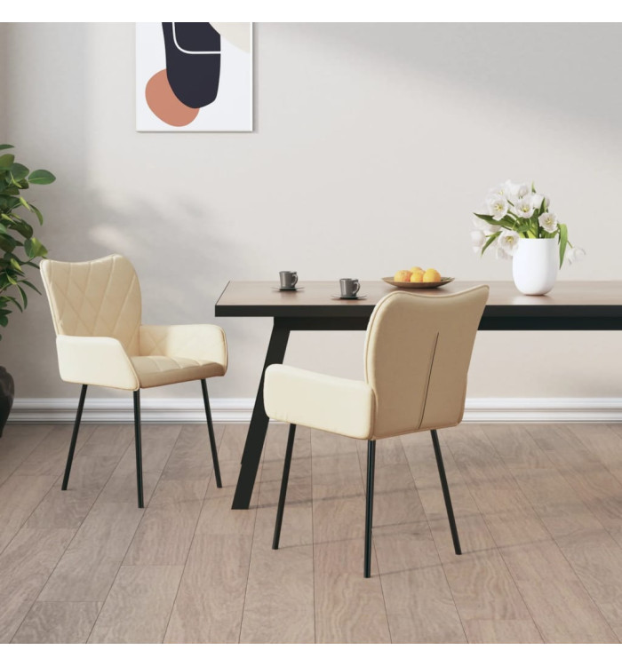 Chaises à manger lot de 2 crème tissu | Mobilier & Déco