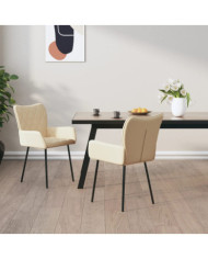 Chaises à manger lot de 2 crème tissu | Mobilier & Déco