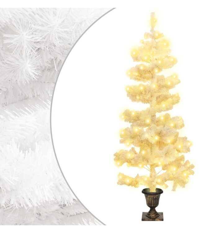 Arbre de Noël hélicoïdal pré-éclairé avec pot blanc 120 cm PVC | Mobilier & Déco