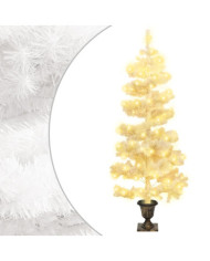 Arbre de Noël hélicoïdal pré-éclairé avec pot blanc 120 cm PVC | Mobilier & Déco