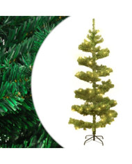 Arbre de Noël hélicoïdal pré-éclairé et support vert 150 cm PVC | Mobilier & Déco